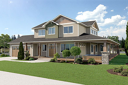 Country Craftsman Traditional Elevation of Plan 80510
