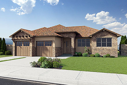 Mediterranean Southwest Traditional Elevation of Plan 80512