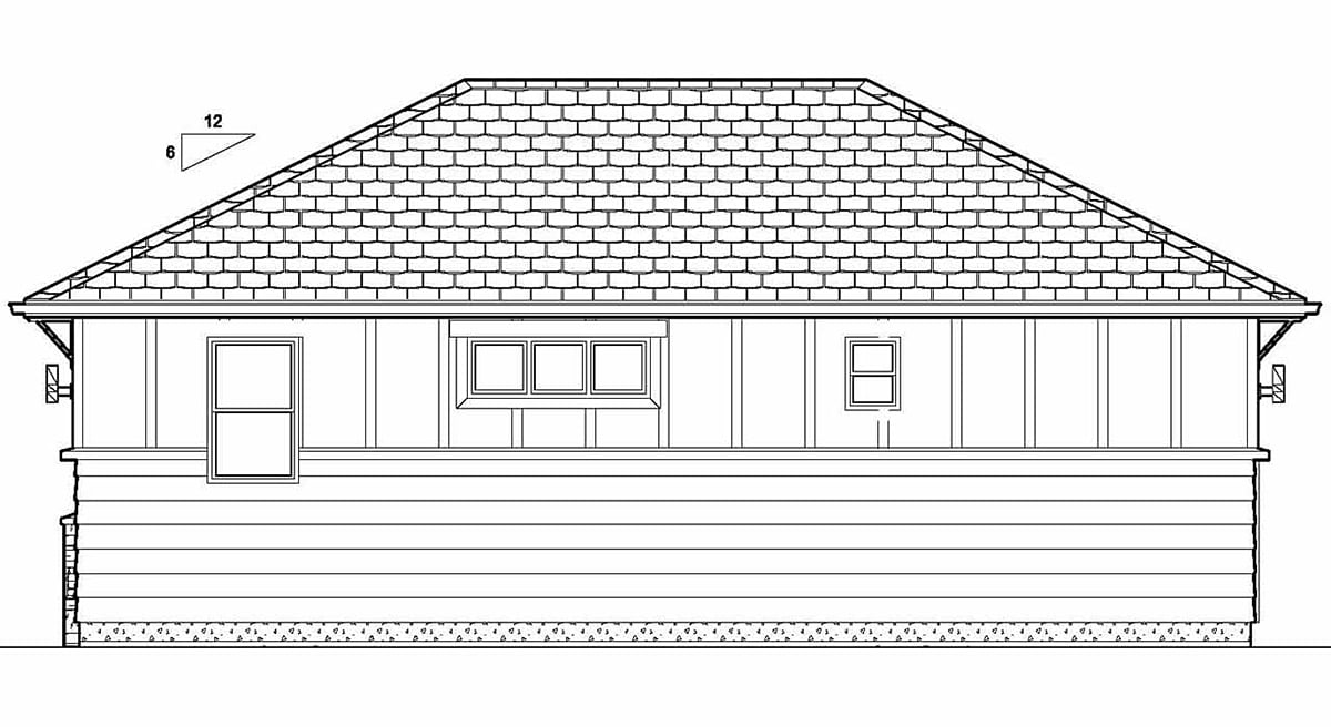 Bungalow Cottage Craftsman Rear Elevation of Plan 80515