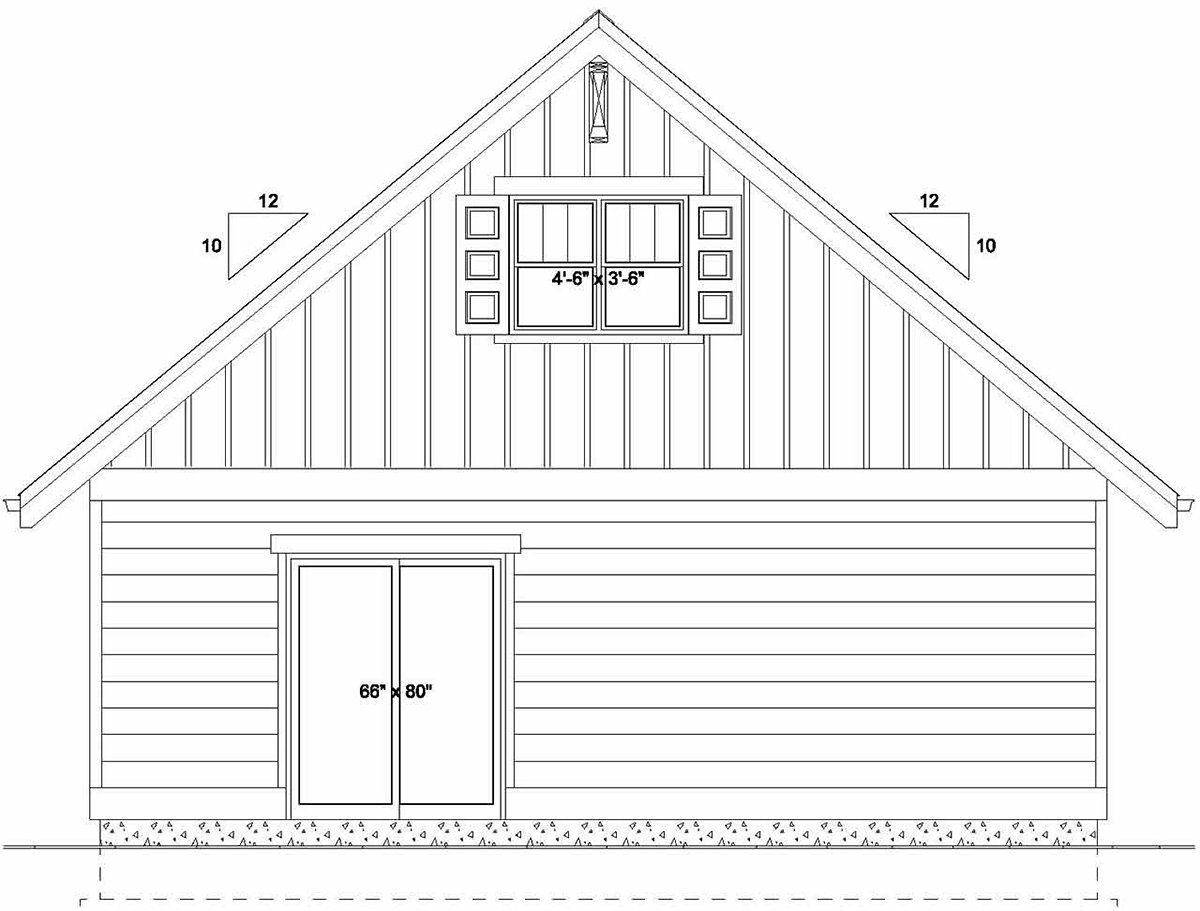 Bungalow, Cottage, Craftsman Plan with 922 Sq. Ft., 2 Bedrooms, 2 Bathrooms Rear Elevation