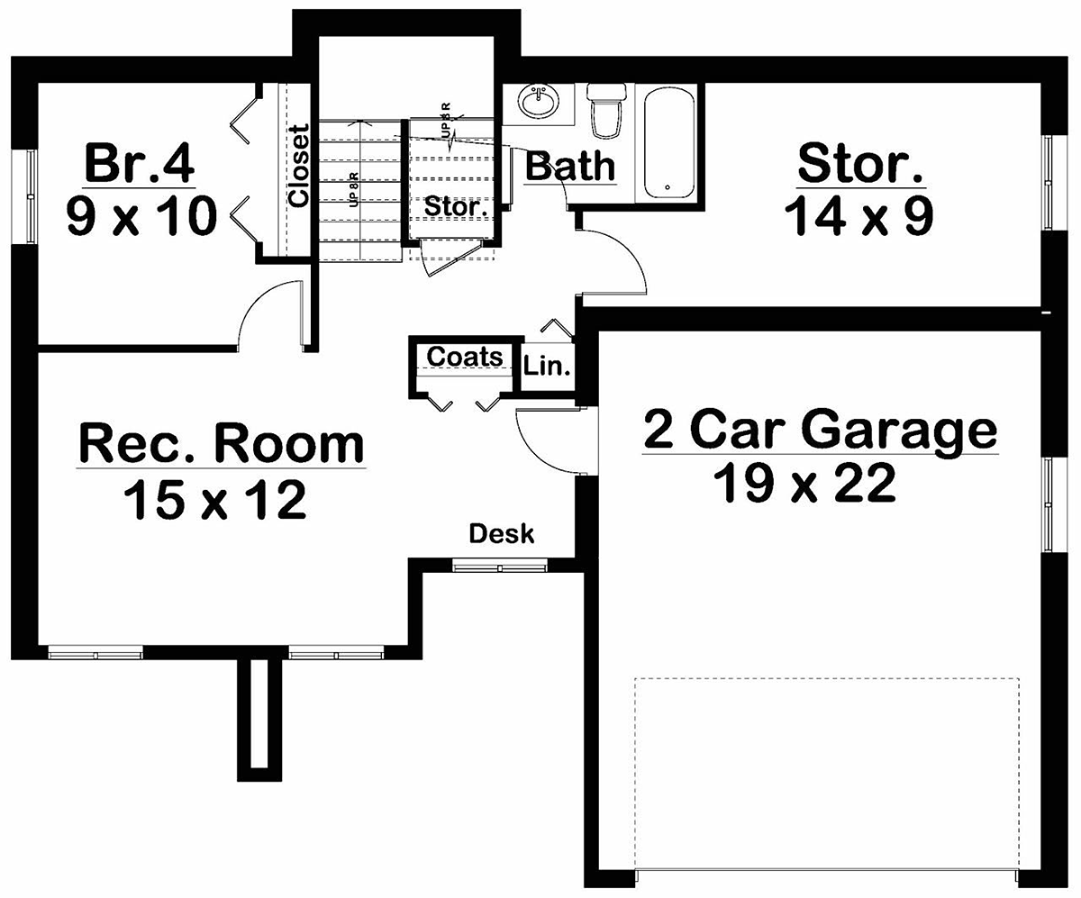 Contemporary Modern Lower Level of Plan 80521