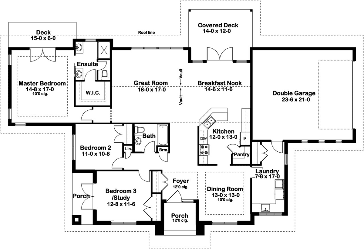 Contemporary Modern Prairie Style Level One of Plan 80522