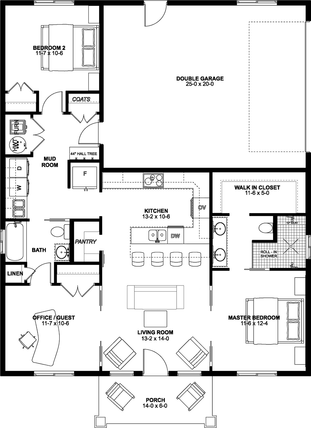 Country Farmhouse Ranch Level One of Plan 80524
