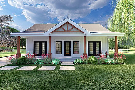 Contemporary Country Craftsman Farmhouse Ranch Elevation of Plan 80531