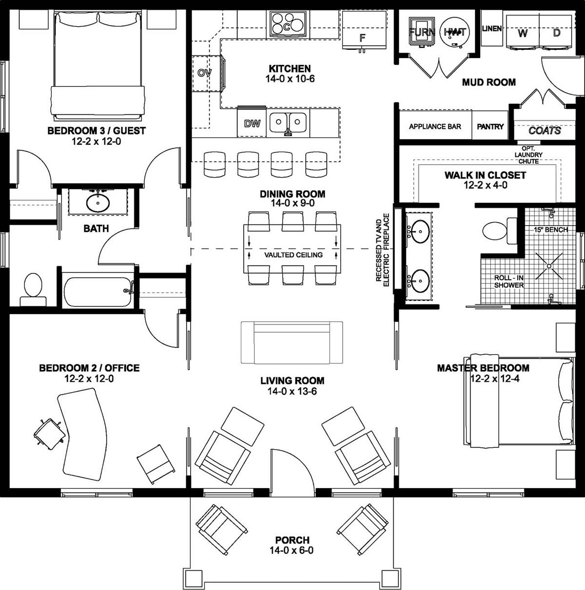 Country Craftsman Farmhouse Ranch Level One of Plan 80532