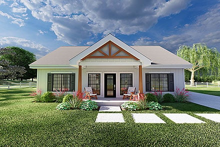 Country Craftsman Farmhouse Ranch Elevation of Plan 80532