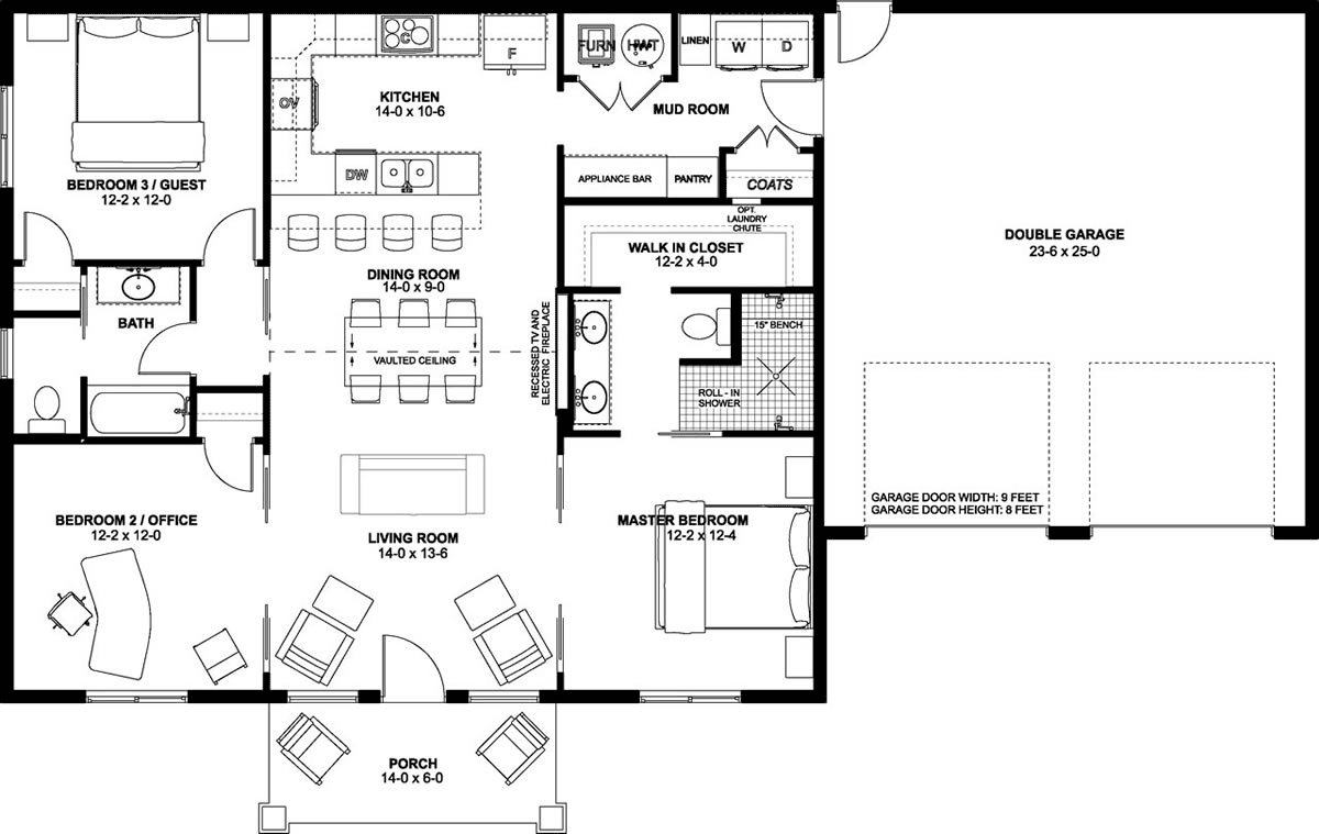 Country Craftsman Farmhouse Ranch Level One of Plan 80534