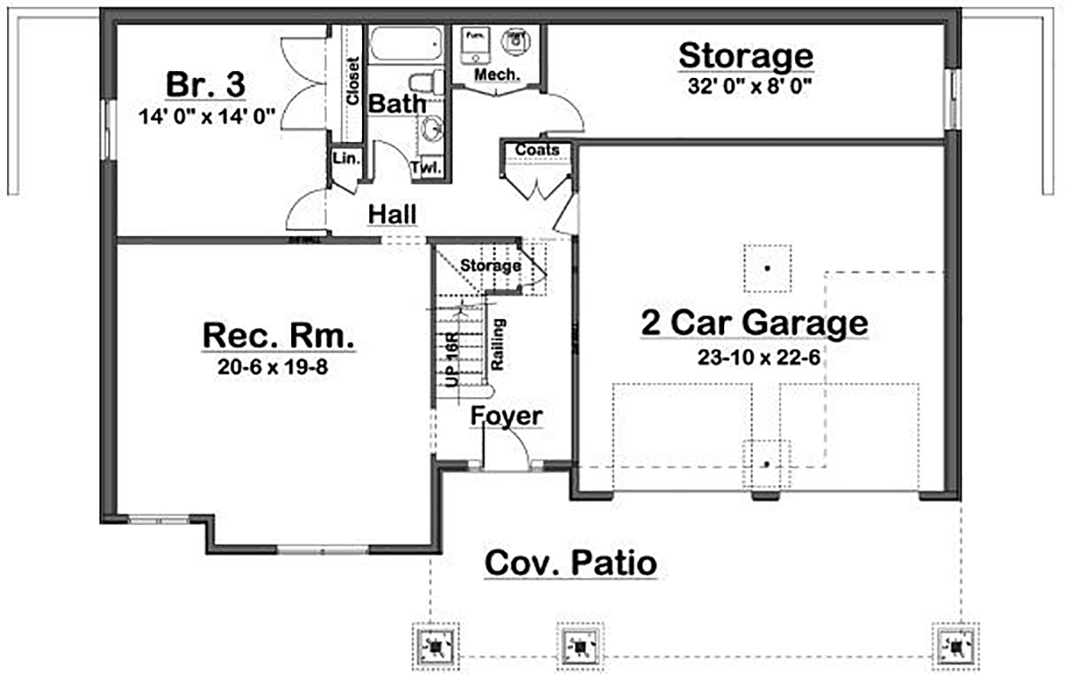 Contemporary Modern Lower Level of Plan 80535