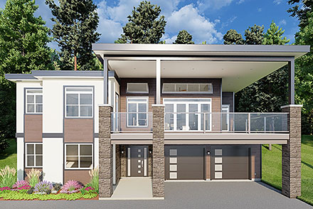 Contemporary Modern Elevation of Plan 80535