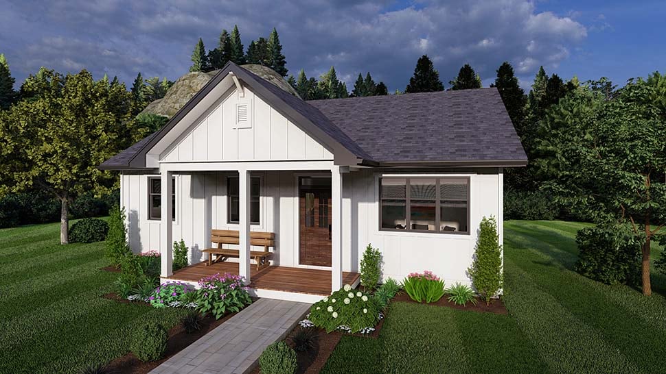 Country, Farmhouse, Ranch Plan with 936 Sq. Ft., 2 Bedrooms, 1 Bathrooms Picture 4