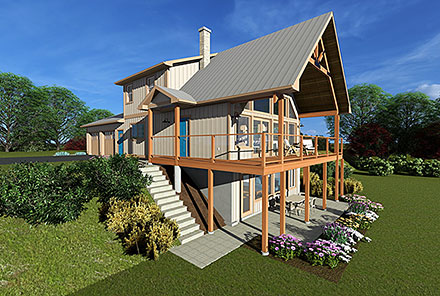 A-Frame Contemporary Country Elevation of Plan 80538
