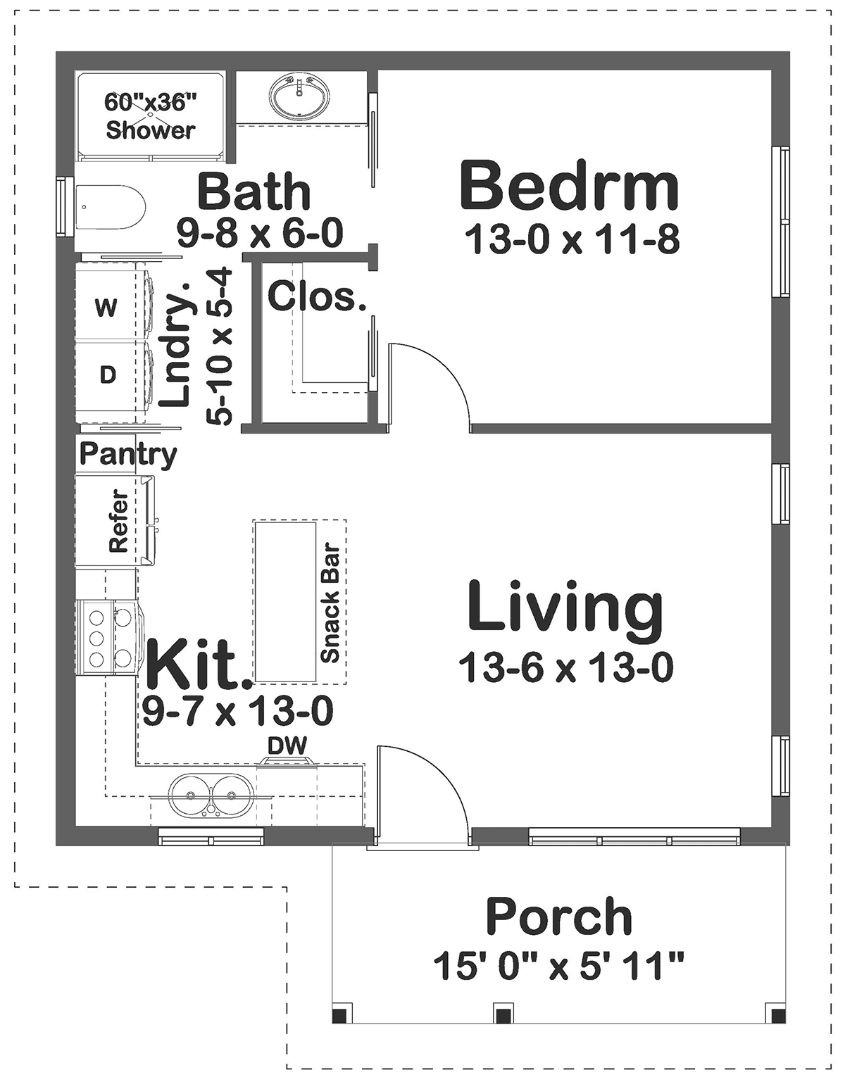 Cottage Craftsman Ranch Level One of Plan 80539