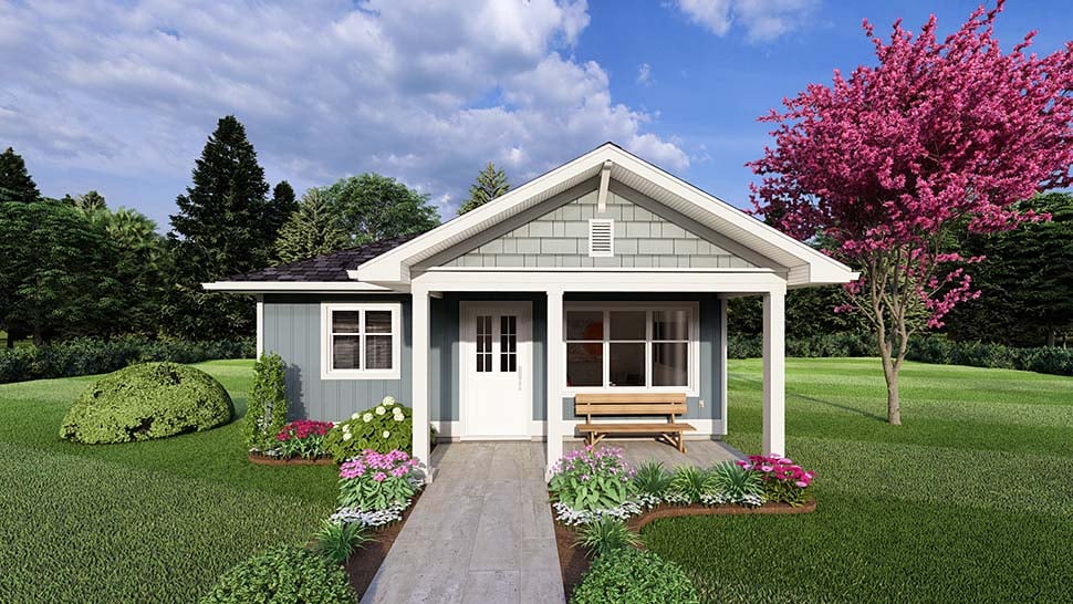 Cottage, Craftsman, Ranch Plan with 624 Sq. Ft., 1 Bedrooms, 1 Bathrooms Picture 4