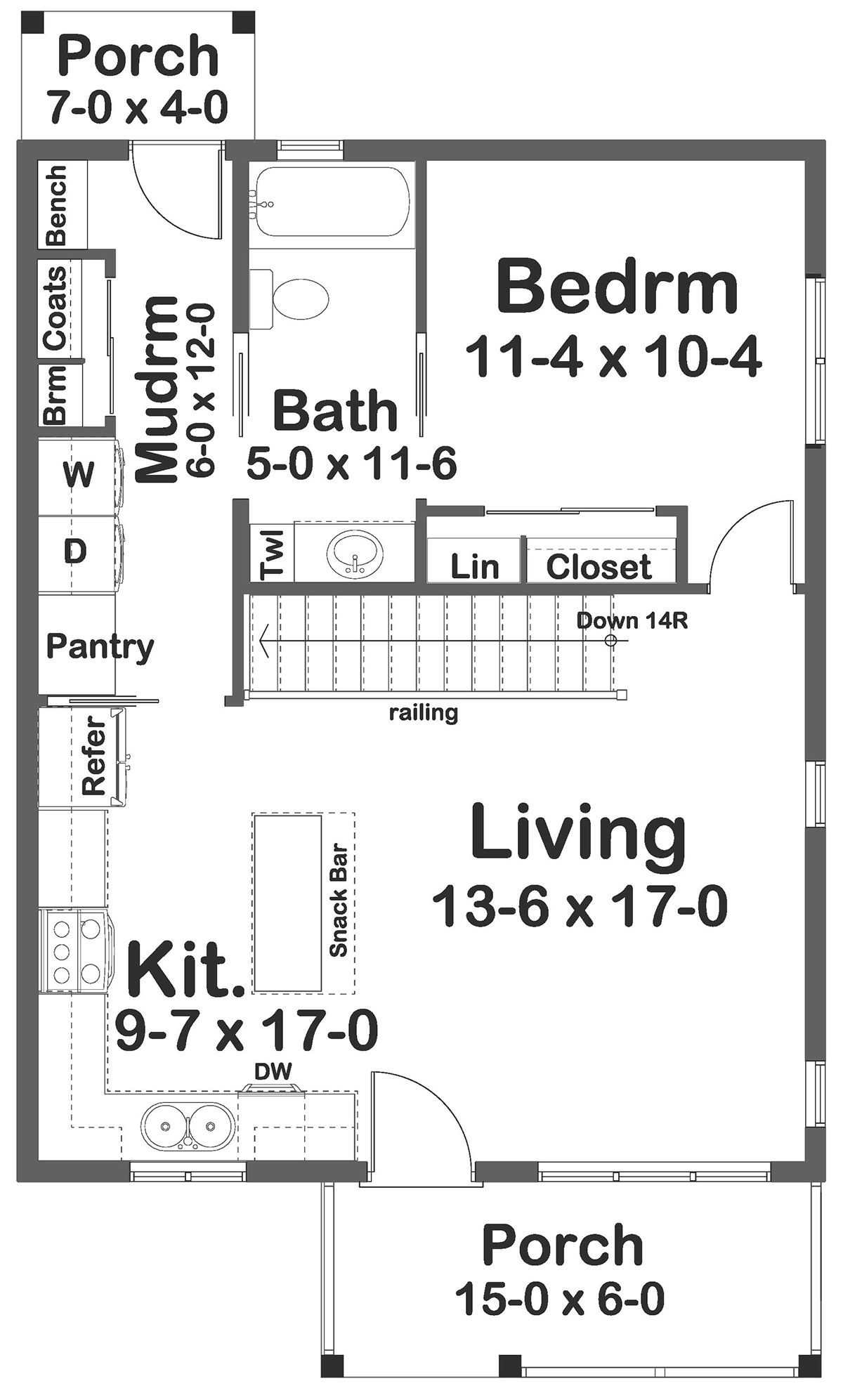 Cottage Country Farmhouse Ranch Level One of Plan 80540