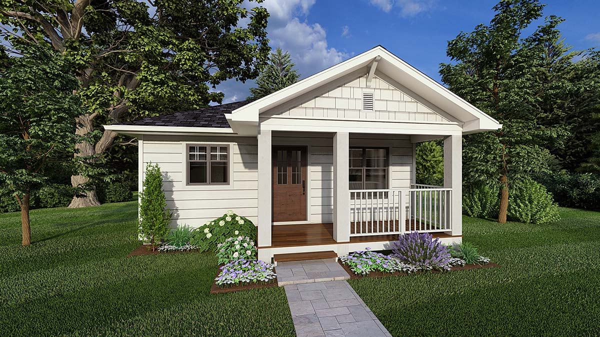 Cottage, Country, Farmhouse, Ranch Plan with 744 Sq. Ft., 1 Bedrooms, 1 Bathrooms Elevation