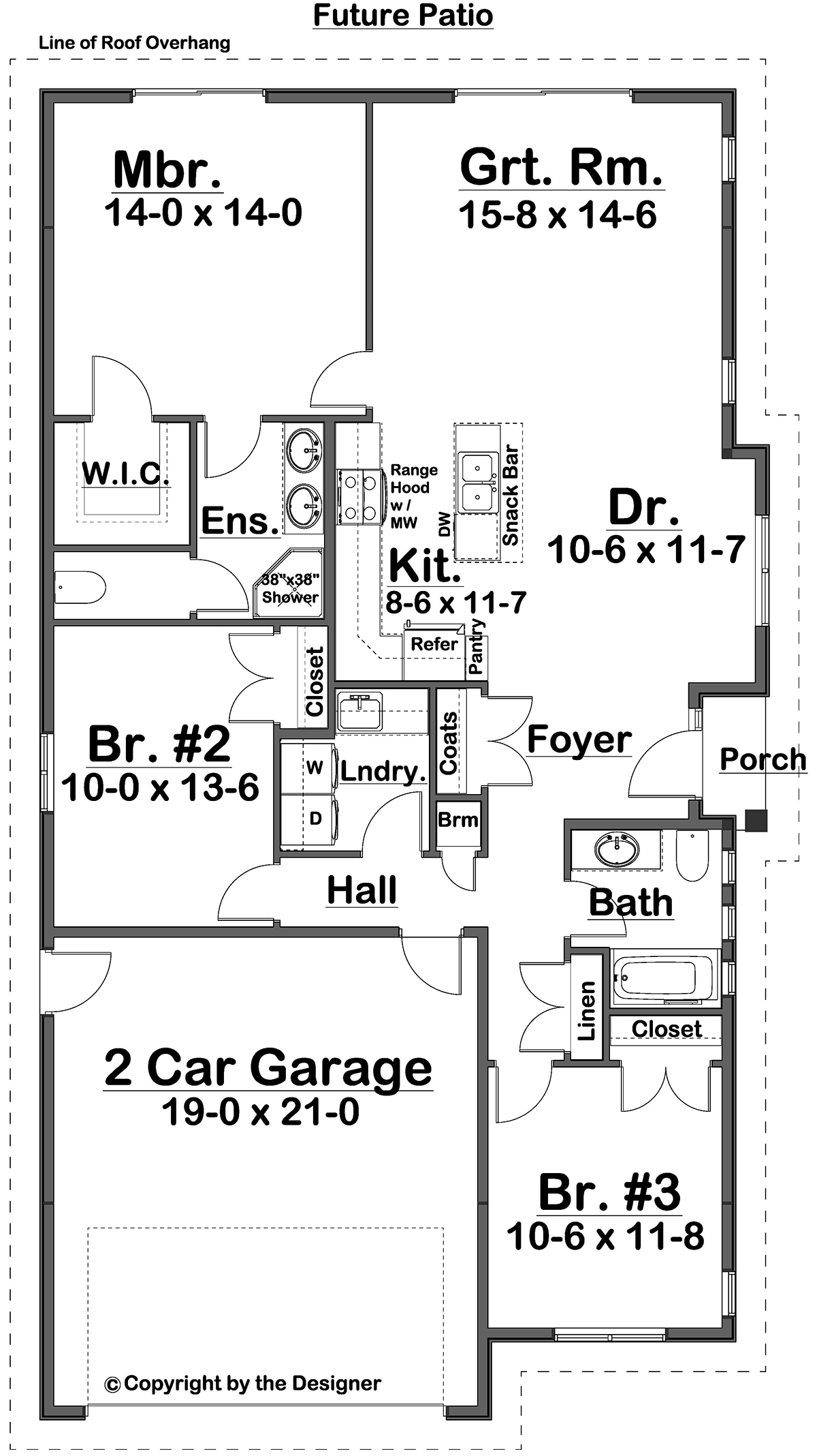 Bungalow Craftsman Farmhouse Ranch Level One of Plan 80543