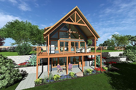 Country Craftsman Narrow Lot Elevation of Plan 80553