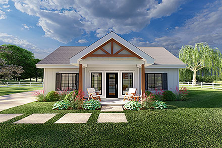 Country Craftsman Farmhouse Ranch Elevation of Plan 80554