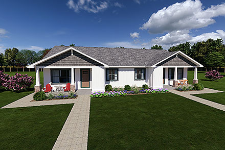 Country Craftsman Farmhouse Ranch Traditional Elevation of Plan 80557