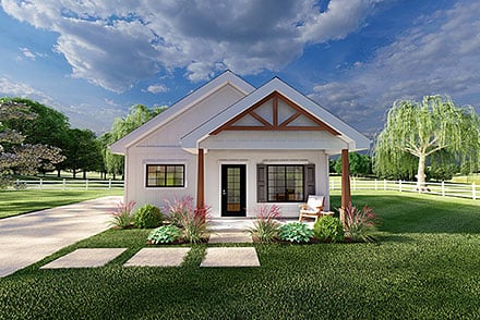 Contemporary Country Craftsman Farmhouse Ranch Elevation of Plan 80558