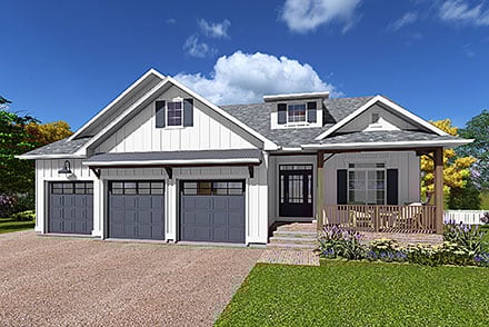 Contemporary Country Farmhouse Ranch Elevation of Plan 80559