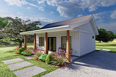 Contemporary Country Craftsman Farmhouse Ranch Elevation of Plan 80562