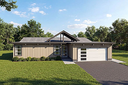 Contemporary Modern Ranch Elevation of Plan 80566