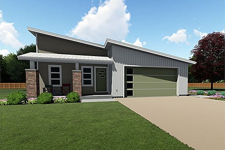 Contemporary Modern Ranch Elevation of Plan 80567