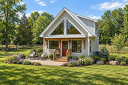 A-Frame Cabin Contemporary Cottage Elevation of Plan 80572