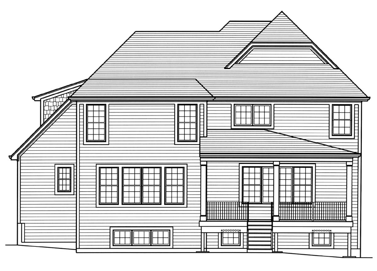 European Traditional Rear Elevation of Plan 80604