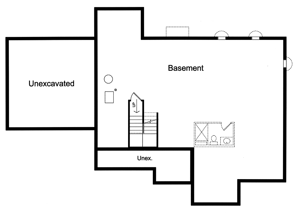 Cottage Country Ranch Traditional Lower Level of Plan 80606