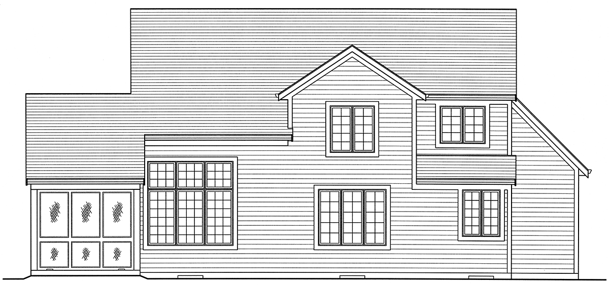 Cottage Country Rear Elevation of Plan 80609