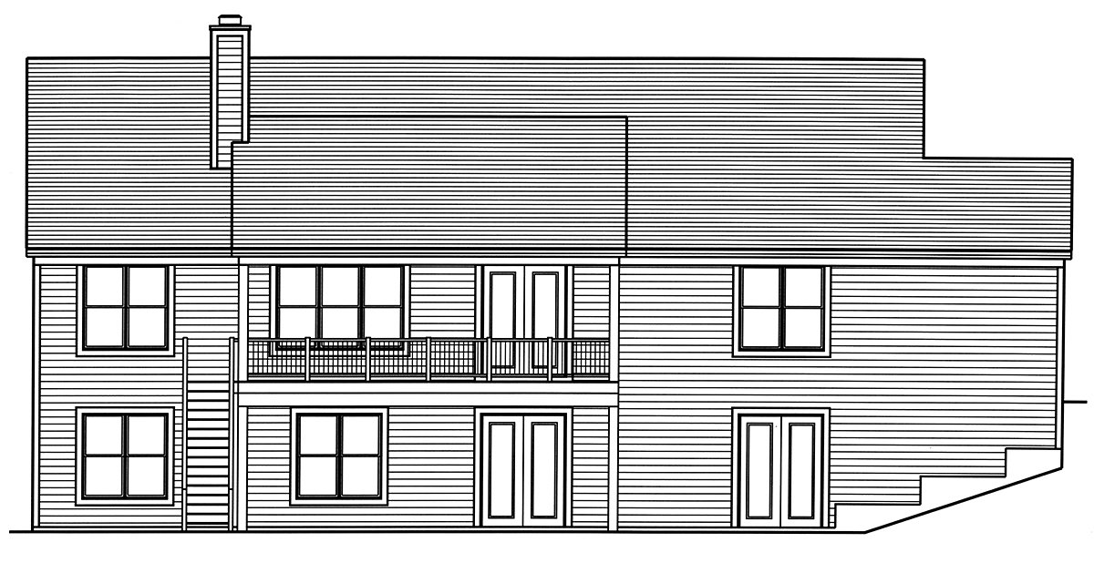 Country Craftsman Ranch Traditional Rear Elevation of Plan 80610