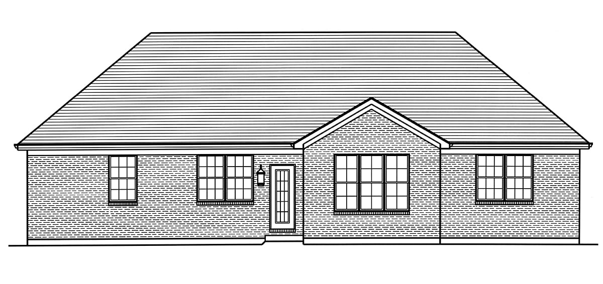 Country Ranch Traditional Rear Elevation of Plan 80611