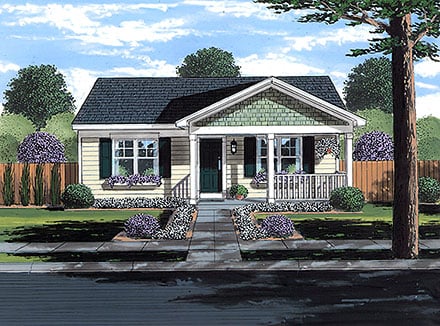 Bungalow Cabin Cottage Country Ranch Traditional Elevation of Plan 80612