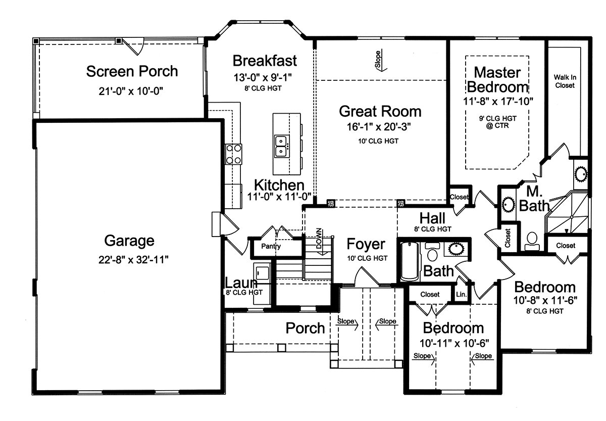 Country Farmhouse New American Style Ranch Traditional Level One of Plan 80615