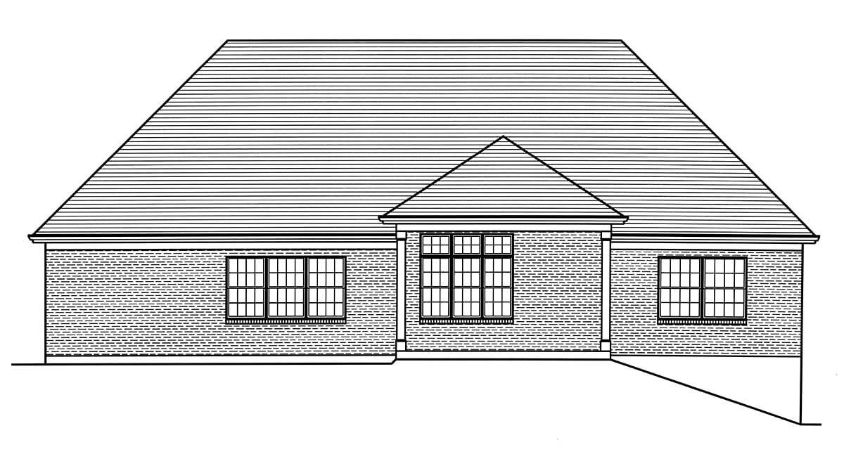 Country Craftsman New American Style Ranch Traditional Rear Elevation of Plan 80616