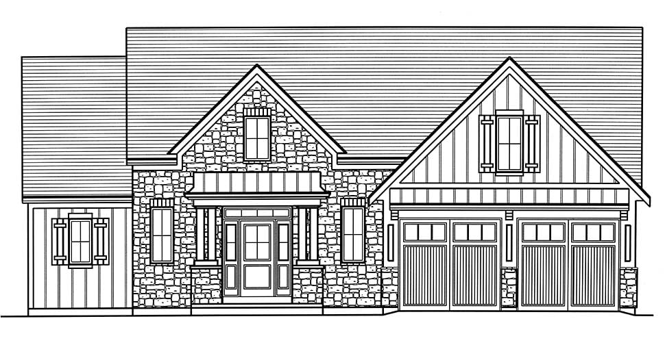 Cape Cod, Cottage, European, Traditional Plan with 2052 Sq. Ft., 4 Bedrooms, 3 Bathrooms, 2 Car Garage Picture 4
