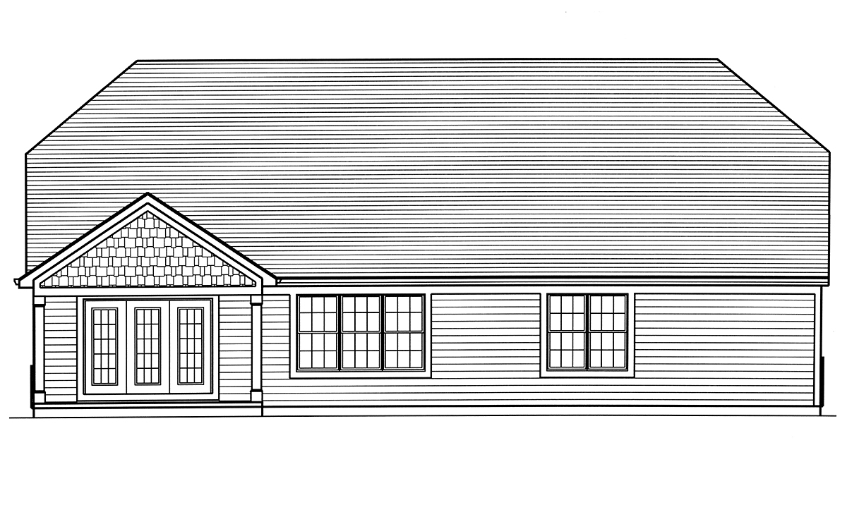 Cottage Country Farmhouse Ranch Traditional Rear Elevation of Plan 80619