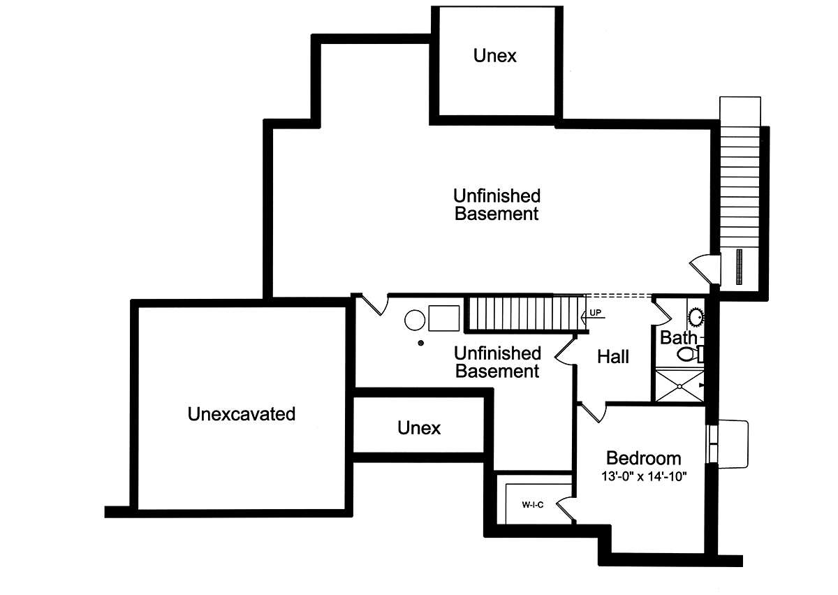 Cottage Country Craftsman Farmhouse Ranch Traditional Lower Level of Plan 80620