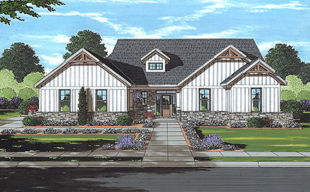 Cottage Country Craftsman Farmhouse Ranch Traditional Elevation of Plan 80620