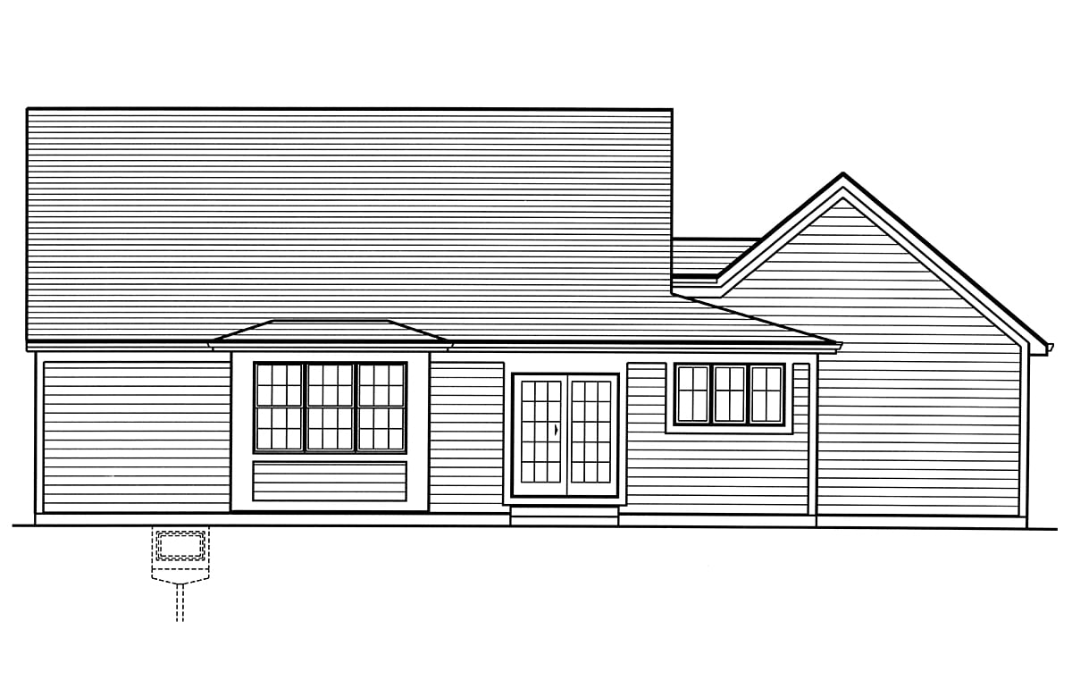 Cape Cod Country Farmhouse Traditional Rear Elevation of Plan 80624