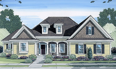 Country Traditional Elevation of Plan 80625