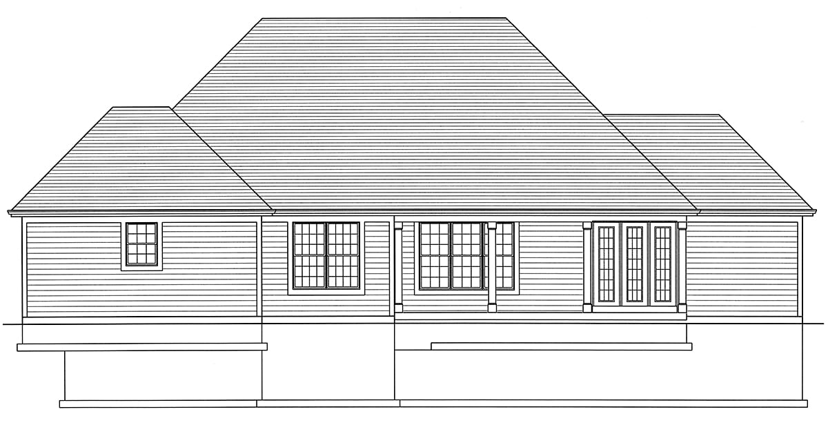 Country Traditional Rear Elevation of Plan 80625