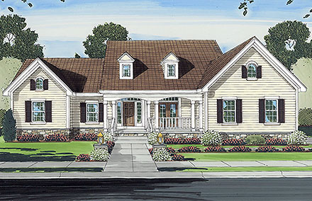 Country Farmhouse Ranch Traditional Elevation of Plan 80626