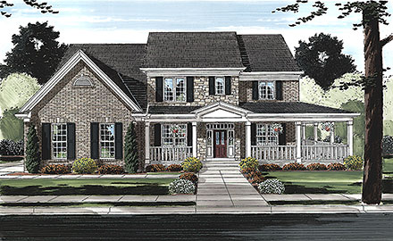 Country Traditional Elevation of Plan 80627