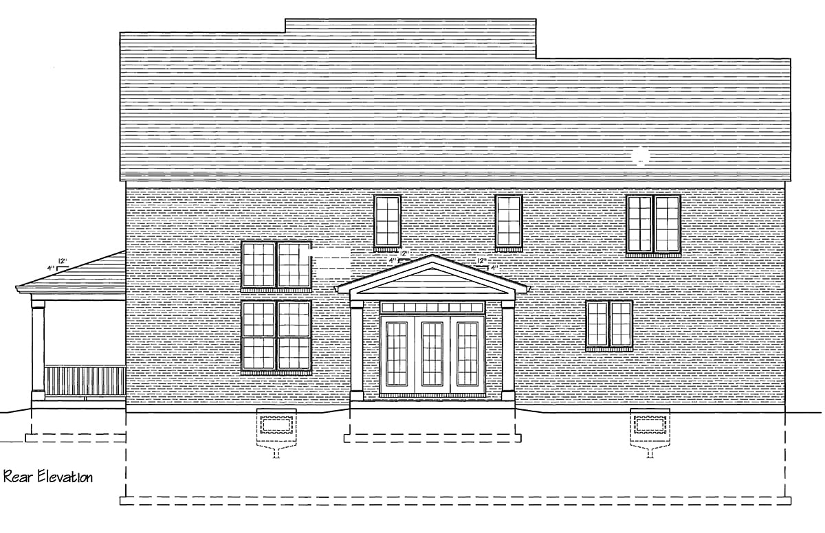 Country Traditional Rear Elevation of Plan 80627