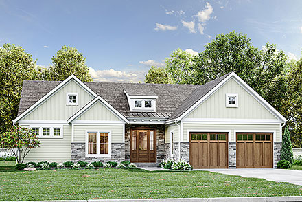 Country Farmhouse Ranch Traditional Elevation of Plan 80629