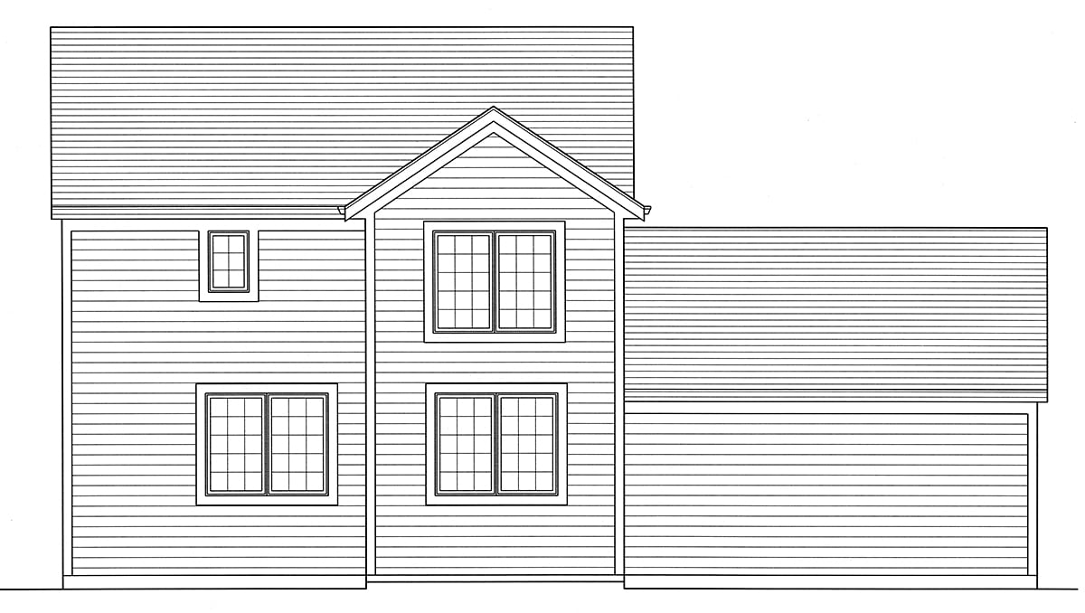 Traditional Rear Elevation of Plan 80631