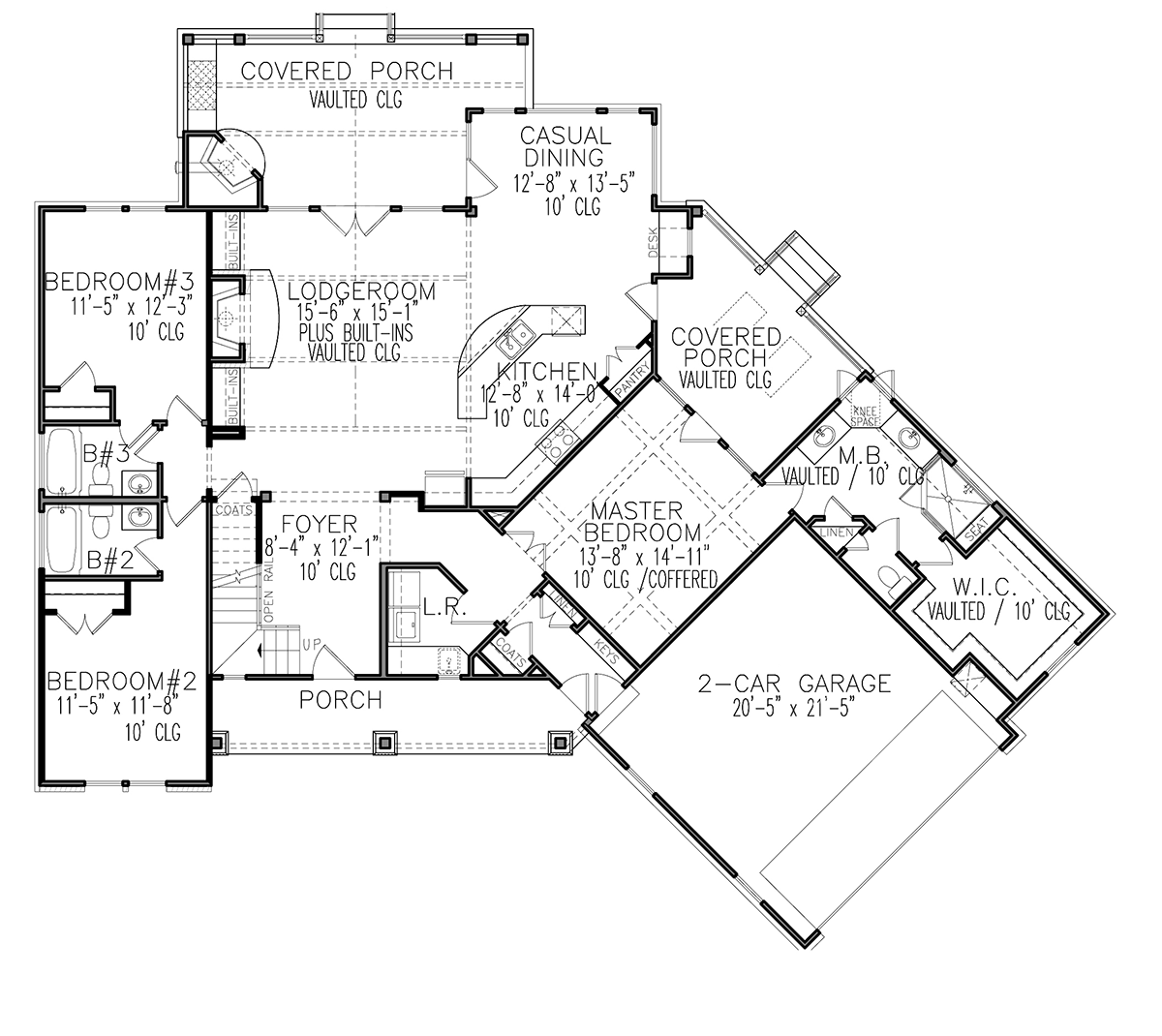 Cottage Craftsman Ranch Level One of Plan 80701